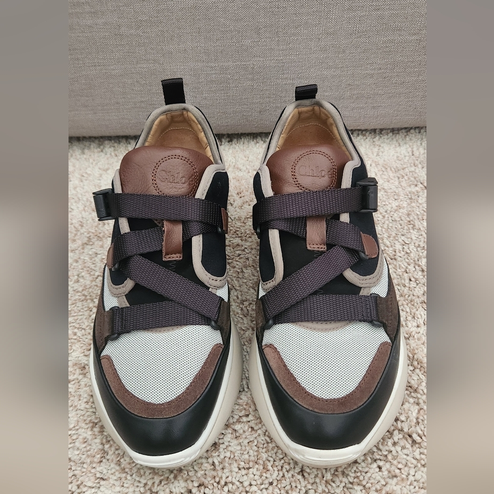 Chloé Sonnie Lace-Up Navy Ink Chunky Colorblock Sneakers Size EU 38